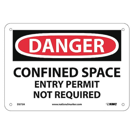 Nmc Danger Confined Space Entry Permit Not Required Sign, D373A D373A
