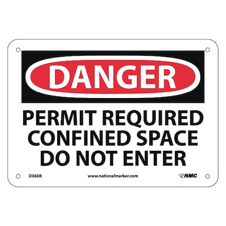 Nmc Danger Confined Space Permit Required Sign, D360R D360R