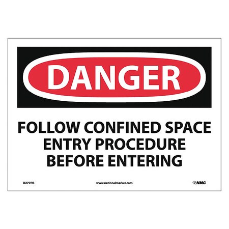 Nmc Danger Confined Space Sign, D277PB D277PB