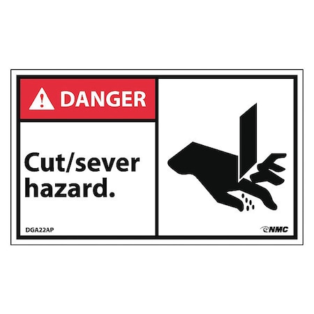 Nmc Danger Cut/Sever Hazard Label, Pk5 DGA22AP