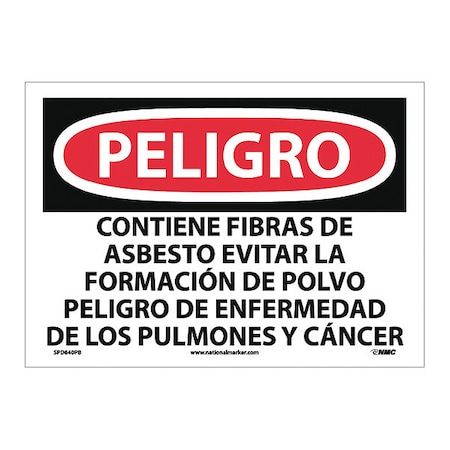 NMC Danger Contains Asbestos Sign - Spanish, SPD640PB SPD640PB