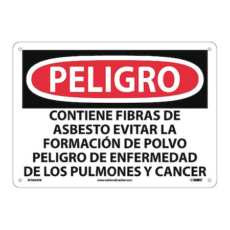 NMC Danger Contains Asbestos Sign - Spanish, SPD640RB SPD640RB