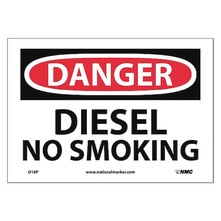 NMC Danger Diesel No Smoking Sign, D18P D18P