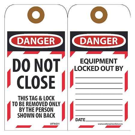 Nmc Danger Do Not Close This Tag, Pk10 LOTAG31