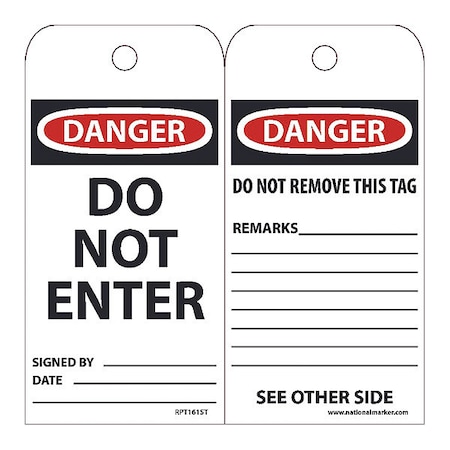 Nmc Danger Do Not Enter Tag, Pk25 RPT161ST
