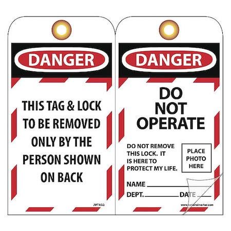 NMC Danger Do Not Operate Do Not Remove This Lock Tag, Pk10 JMTAG2