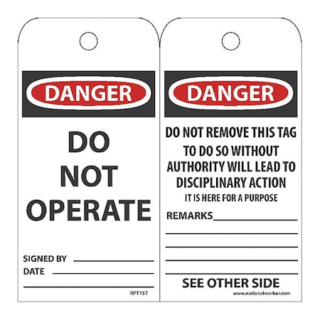 Nmc Danger Do Not Operate Tag, Pk25 RPT1ST