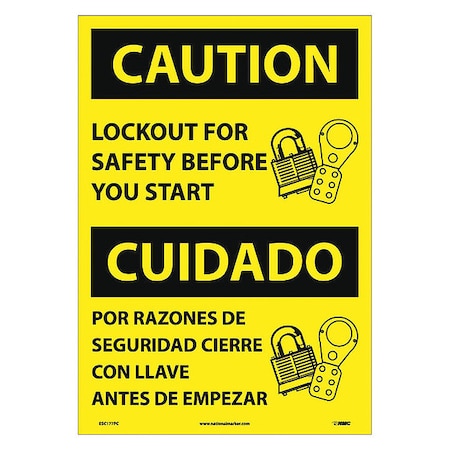 Nmc Caution Lockout Before Start Sign - Bilingual ESC177PC
