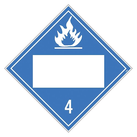 NMC Dot Placard Sign, 4 Flammable Solids, Blank, Pk10, Material: Adhesive Backed Vinyl DL64BP10