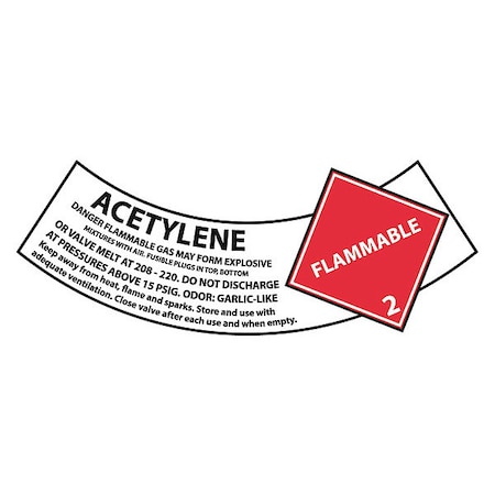 Nmc Acetylene Gas Cylinder Shoulder Label, Pk25 CY101AP