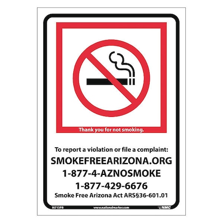 Nmc Arizona No Smoking Sign, M713PB M713PB