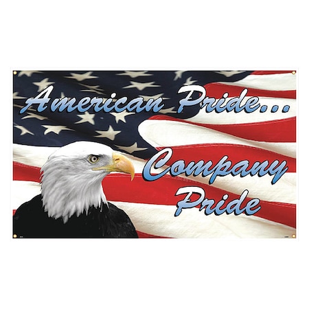 Nmc American Pride Company Pride Banner, 36 in H x, 60 in W, Vinyl BT534