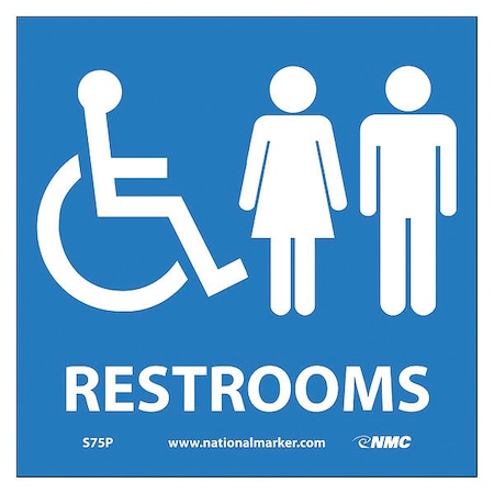 Nmc Ada Location Marker Restrooms Sign, S75P S75P