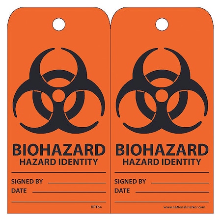 Nmc Biohazard Hazard Identity Signed By_ Date_ Tag, Pk25 RPT54