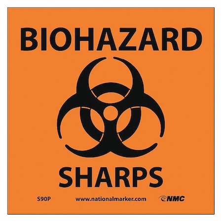 Nmc Biohazard Sharps Sign, S90P S90P