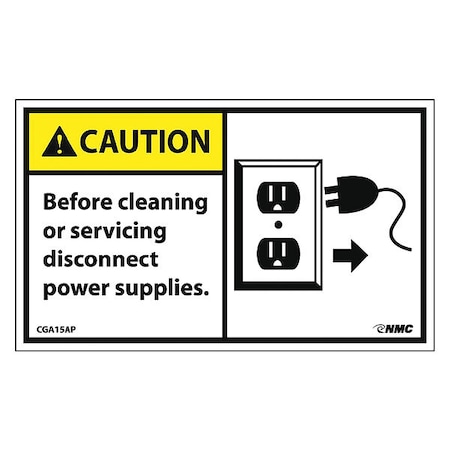 Nmc Caution Disconnect Power Supplies Label, Pk5 CGA15AP