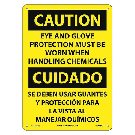 Nmc Caution Eye And Glove Protection Required Sign - Bilingual ESC714RB