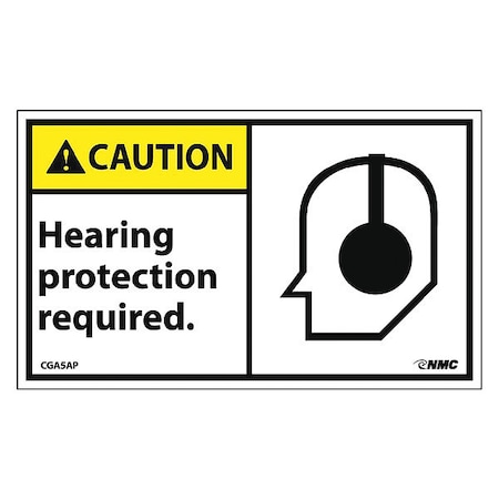 Nmc Caution Hearing Protection Required Label, Pk5 CGA5AP