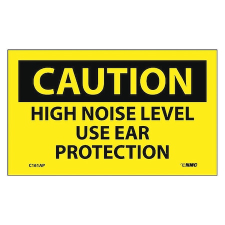 Nmc Cautn High Noise Level Use Ear Prtct, PK5, 3 in Height, 5 in Width, Pressure Sensitive Vinyl C161AP
