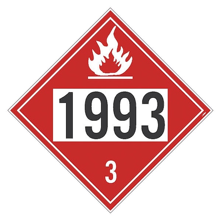 NMC Dot Placard Sign, 1993 3, Flammable Liq, Pk10 DL40BTB10