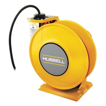 HUBBELL WIRING DEVICE-KELLEMS Yellow Weatherproof Reel, UL Type 4, 40 Ft, #12/4 SOW, 20 A, 600 VAC HBLW40124