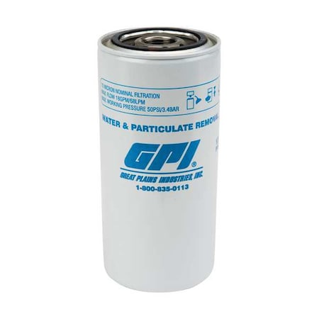 Gpi Fuel Filter, 10micron, 18 gpm, 50psi, 7 in L 129300-02