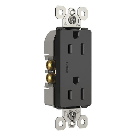 Legrand Straight Blade Receptacle, 5-15R, 15 A, 125V AC, 2 Pole, 3 Wire, Flush Mount, Grounded 885TRGCC12