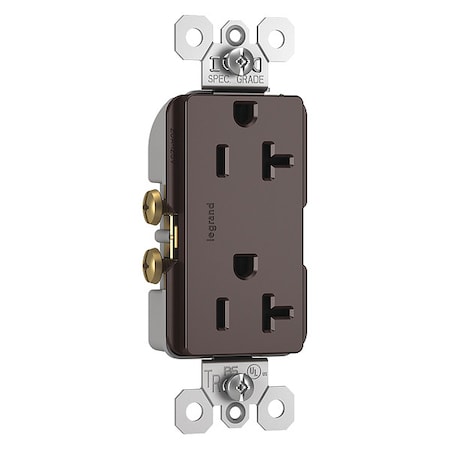 Legrand Straight Blade Receptacle, 5-20R, 20 A, 125V AC, 2 Pole, 3 Wire, Flush Mount, Grounded TR26352RDBCC6