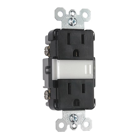 Legrand Straight Blade Receptacle, 5-15R, 15 A, 120/125V AC, 2 Pole, 3 Wire, Flush Mount, Grounded NTL885TRBKCC6