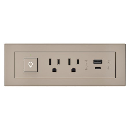 Legrand FurniturePowerOutlet, Nickel, 2Outlet, 10ft RDSZCNI10