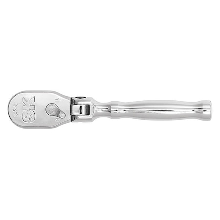 Sk Professional Tools 1/4" Drive 90 Geared Teeth Pear Head Style Hand Ratchet, 5" L, Chrome Finish, 80280 80280