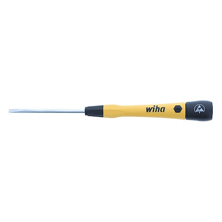 Wiha ESD Precision Screw Driver, Slot, 3.5mm, Black, Round 27280