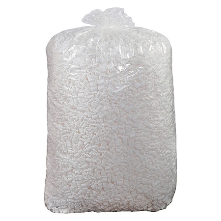 Zoro Select Packing Peanuts, 20 cu. ft. Bag, S-Shaped, White, 45 in Bag Ht 56GL68