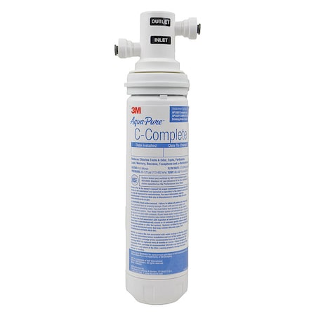 3M Water Filter System, 0.8 gpm, 0.5 Micron, 12 1/2 in H 04-99534