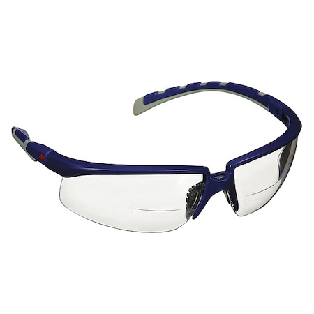 3M 3M(TM) Solus(TM) 2000, Reader Safety Glasses, Scotchgard(TM) Anti-Fog, Clear Lens, Half-Frame S2025AF-BLU