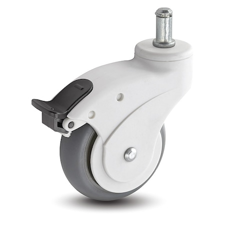 Medcaster 3" X 1" Non-Marking Rubber Performa Swivel Caster, Face Brake, Loads Up To 140 lb OP03PRN100FBGR02