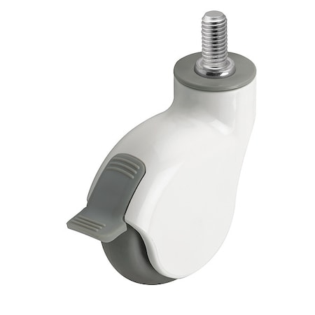 Medcaster 3" X 1" Non-Marking Monotech Swivel Caster, Side Brake, Loads Up To 110 lb PGE30637WH-MNT33(GG)B