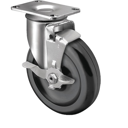 Colson 3" X 1-1/4" Non-Marking Polyolefin Swivel Caster, Side Brake, Loads Up To 200 lb 2.03356.52 BRK1