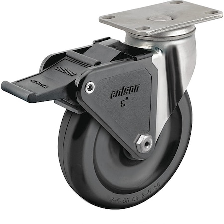 Colson 4" X 1-1/4" Non-Marking Polyolefin Swivel Caster, Side Brake, Loads Up To 275 lb 2.04456.544 BRK2