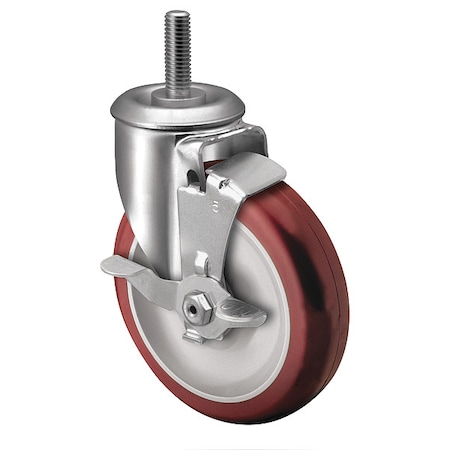 Colson 3" X 1-1/4" Non-Marking Polyurethane Hi-Tech Swivel Caster, Side Brake, Loads Up To 200 lb 2.03354.92 BRK0001