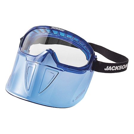 Jackson Safety Safety Goggles/Face Shield Combo, Clear Lens/Blue Shield, Anti-Fog, Indirect Vented, GPL500 Series 21000