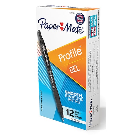 PAPER MATE Gel Pens, Textured, Plastic, PK12 2095465