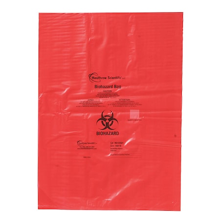 Heathrow Scientific Biohazard Bags, Red, PK200 HS10321