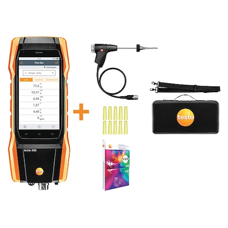 Testo Combustion Analyzer, Digital Electronic, Oxygen Concentration: 0 to 21% 0564 3002 82