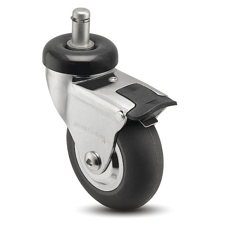 Medcaster 3" X 1" Non-Marking Neoprene Swivel Caster, Total Lock Brake, Loads Up To 175 lb CN03NRP100TLGR01