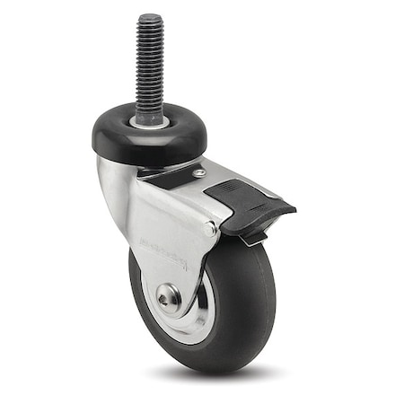 Medcaster 3" X 1" Non-Marking Neoprene Swivel Caster, Total Lock Brake, Loads Up To 175 lb CN03NRP100TLTS06