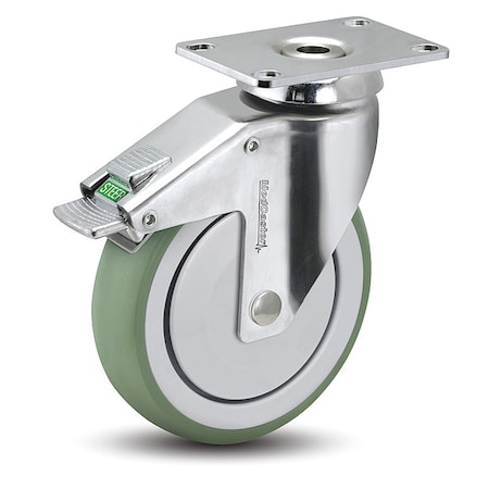Medcaster 6" X 1-1/4" Non-Marking Swivel Caster, Directional Lock, Loads Up To 240 lb SS06AMX125DLTP01