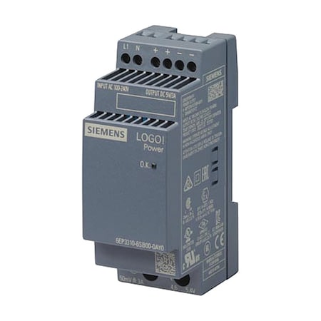Siemens Stabilized Power Supply, 100/240V AC, 5V DC, 15 W, 3 A, DIN Rail 6EP33106SB000AY0