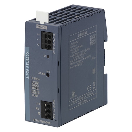 Siemens Stabilized Power Supply, 120/230V AC, 24V DC, 60 W, 2.5 A, DIN Rail 6EP33327SB000AX0