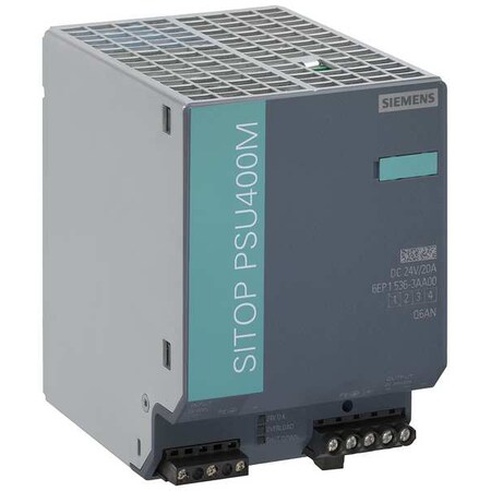 Siemens DC to DC Converter, 600V DC to 24V DC, 480VA, 0 Hz, DIN Rail 6EP15363AA00